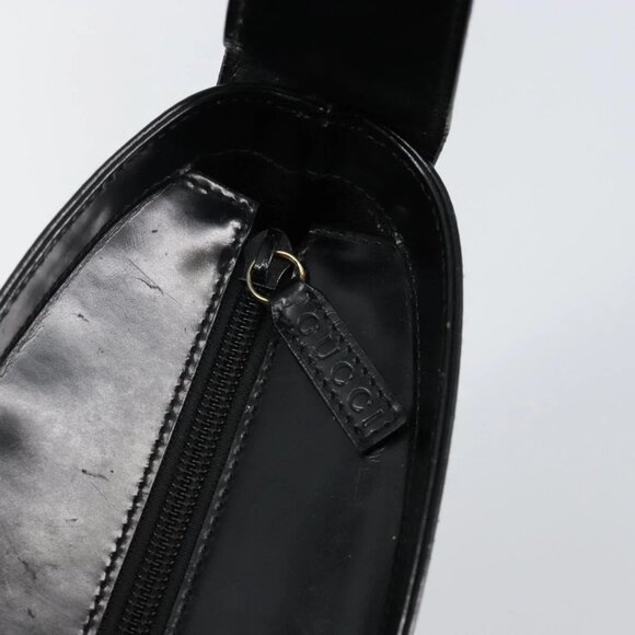 GUCCI Shoulder Bag Enamel Black Gold - Picture 11 of 16